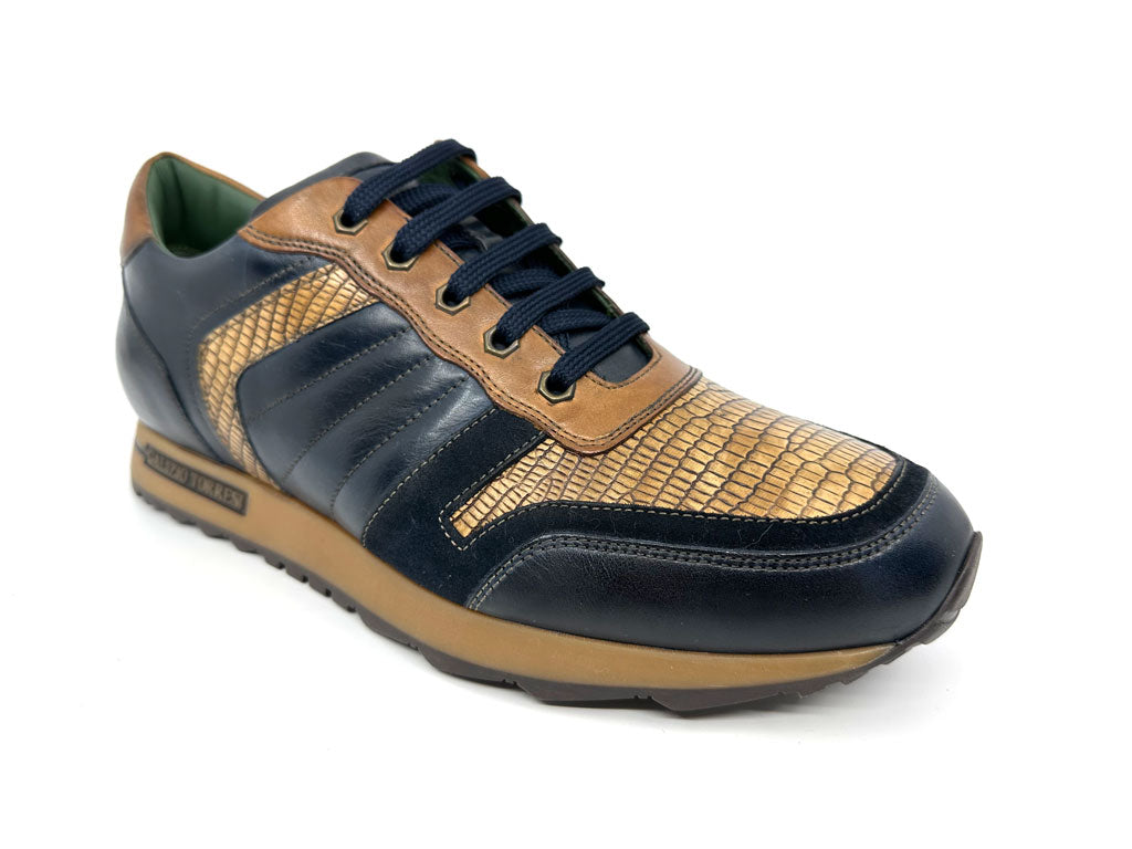 Charlie Blue Men's Leather Sneakers
