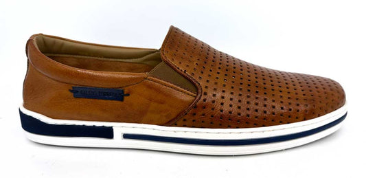 Ken Tan Perforated Slip-On Shoes