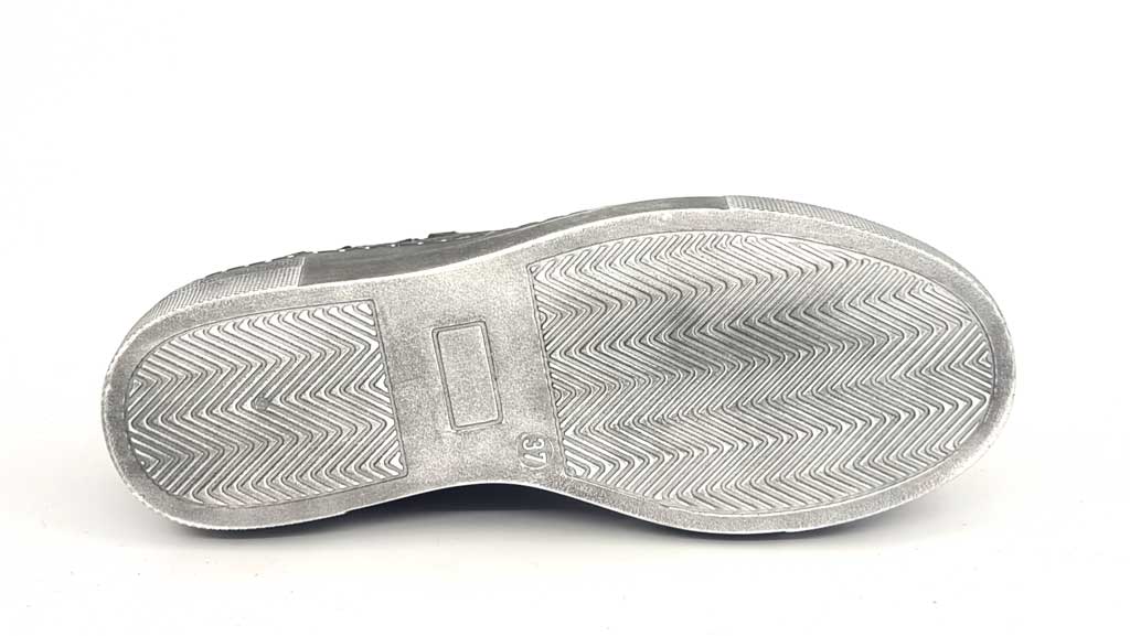 Black Leather Sneakers with Side Zip