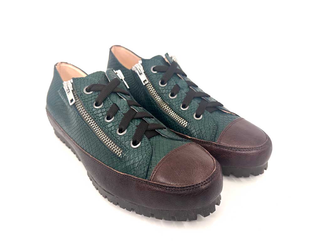 Ishka Green Women's Leather Sneakers