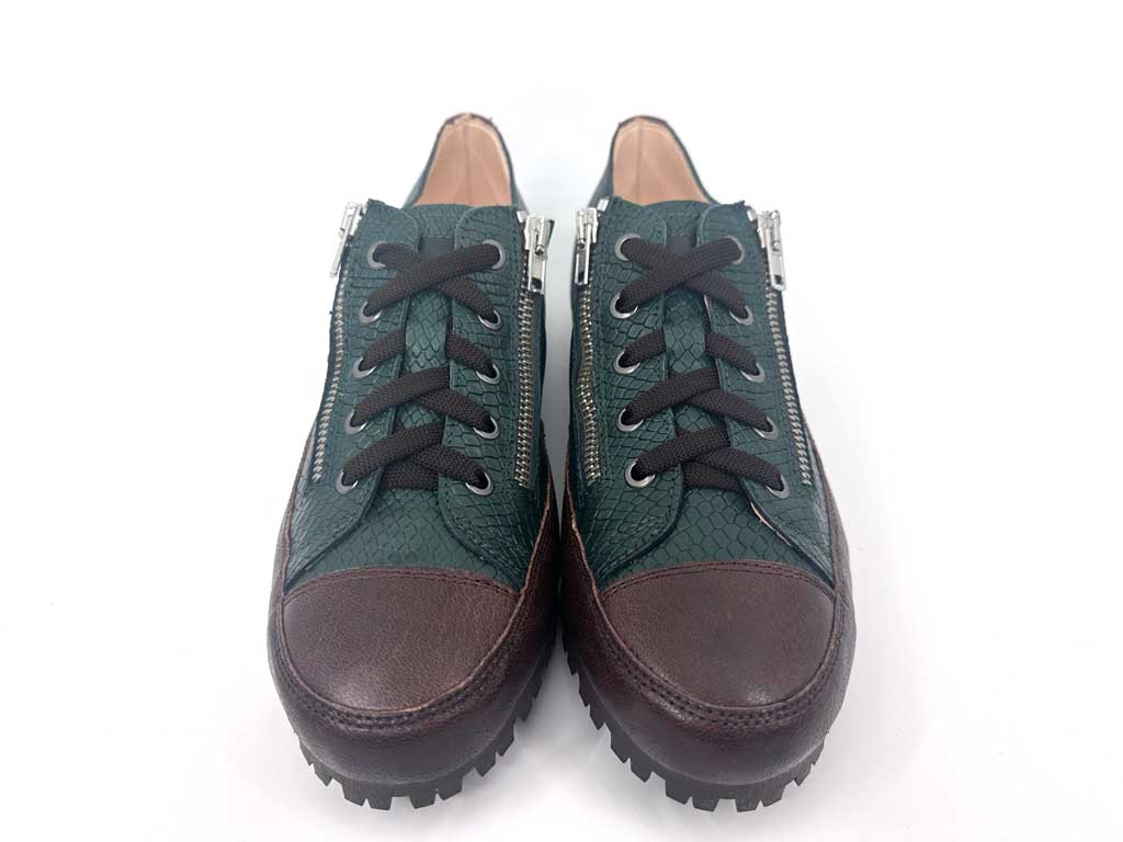 Ishka Green Women's Leather Sneakers