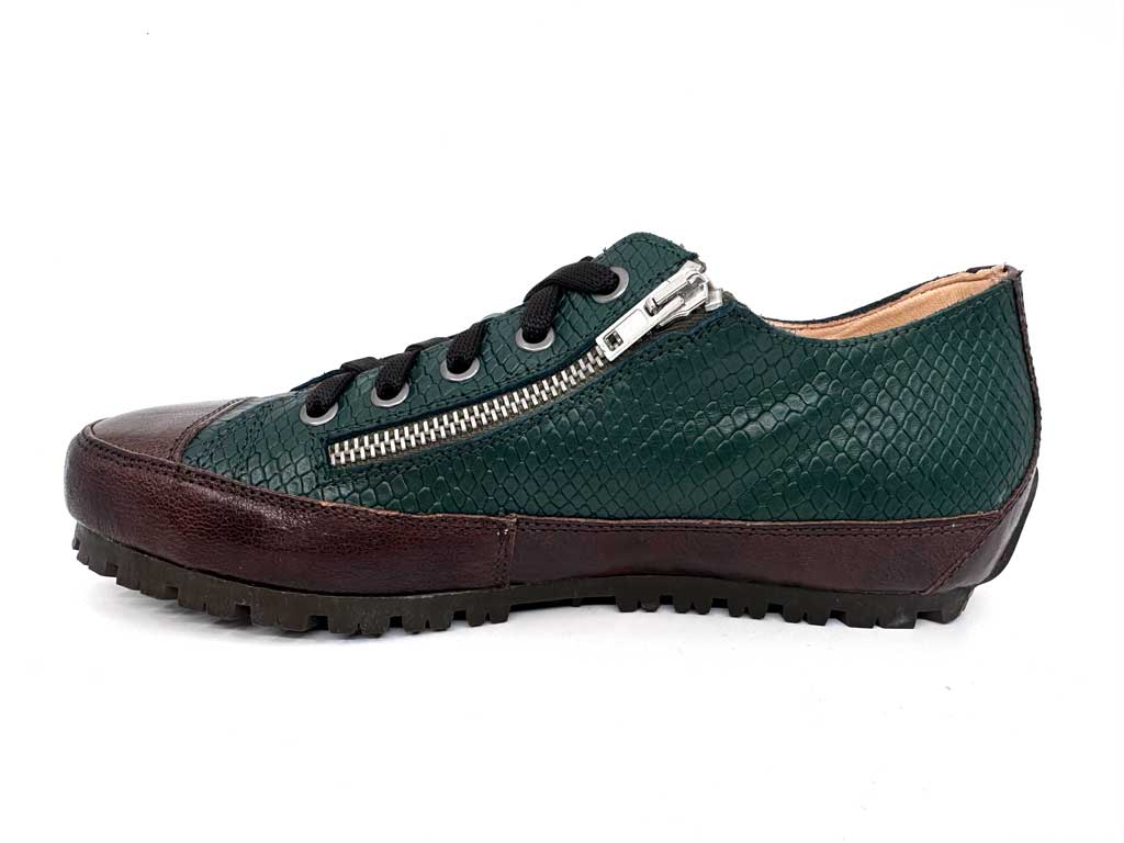 Ishka Green Women's Leather Sneakers