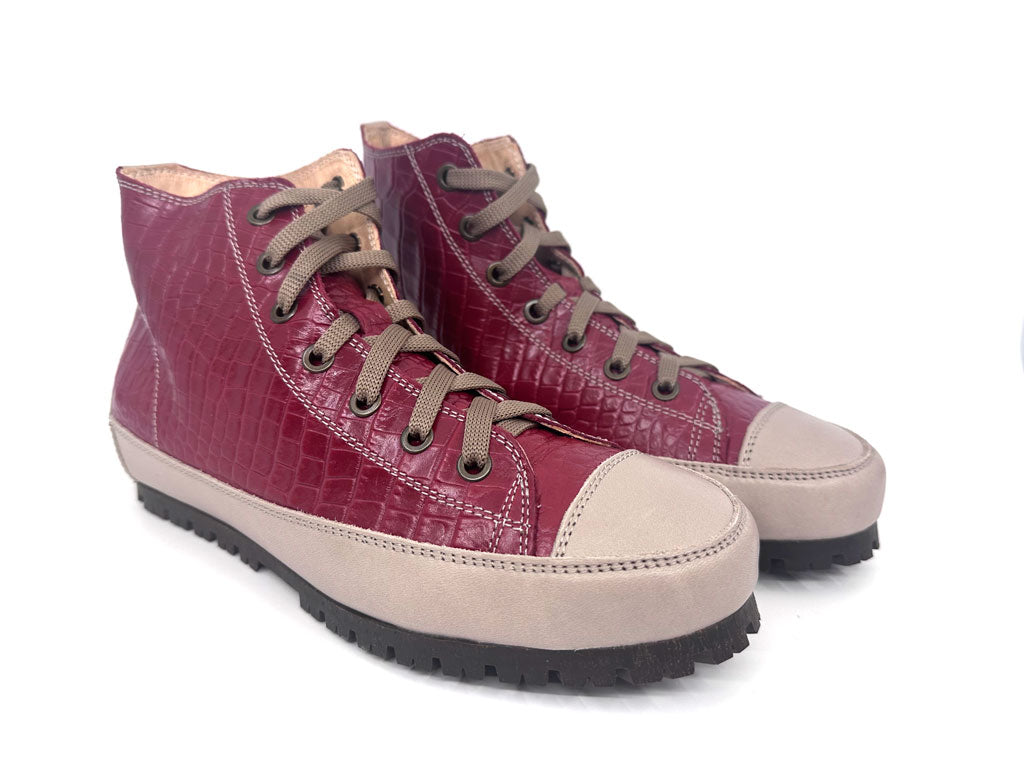 Bella Red Women's Leather High-Top Sneakers