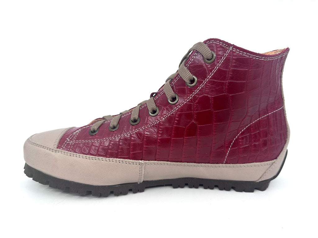 Bella Red Women's Leather High-Top Sneakers