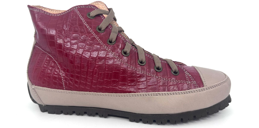 Bella Red Women's Leather High-Top Sneakers