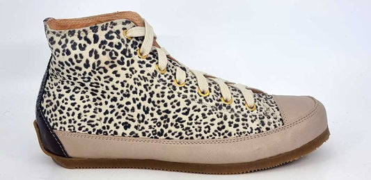 Leopard Beige Leather Sneakers