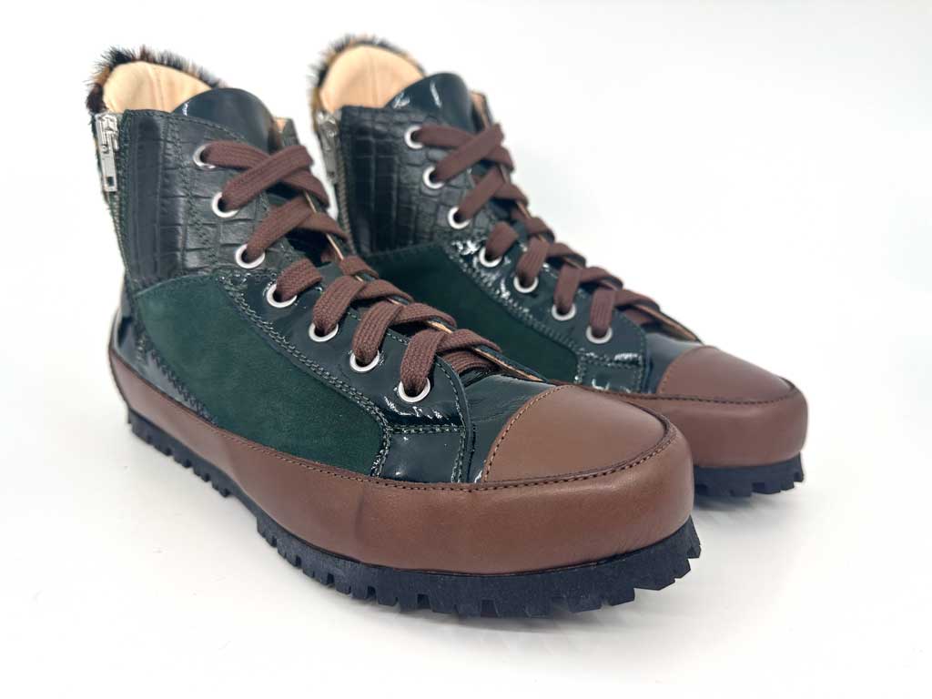 Zahra Green High-Top Women's Leather Sneakers