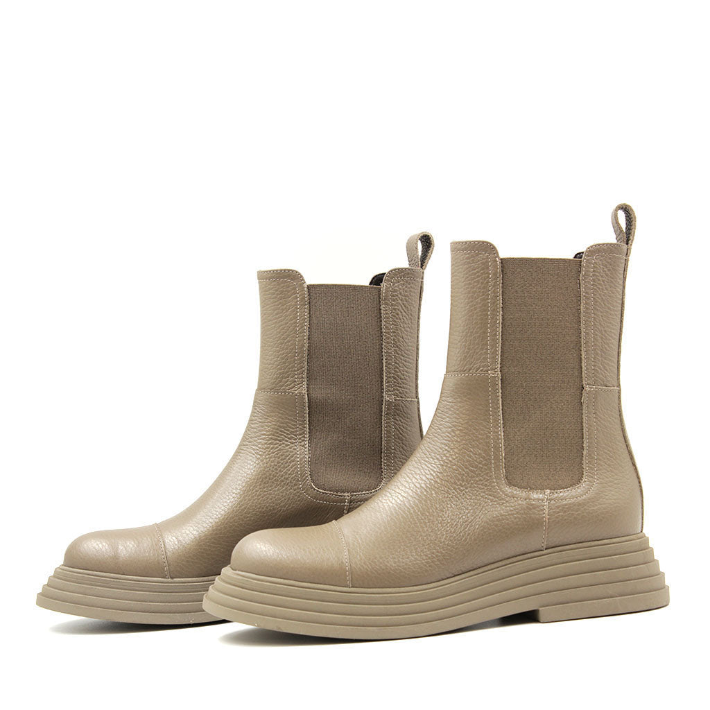 9064 Taupe Leather Women's Ankle Boots