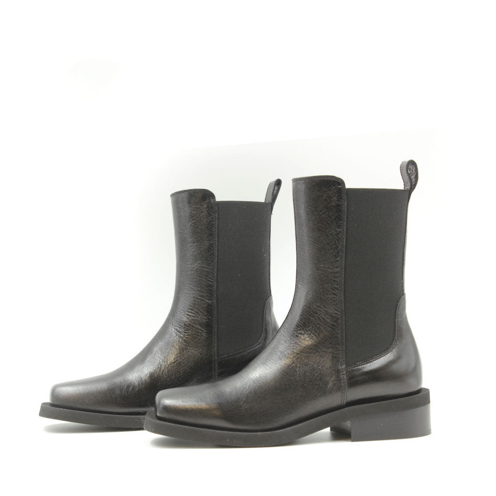 9164 Black Women's Leather Ankle Boots