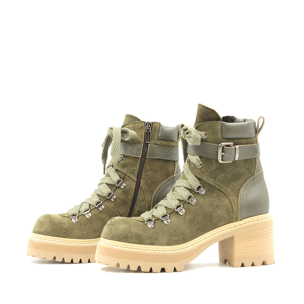 9206 Military Green Women's Lace-Up Combat Boots