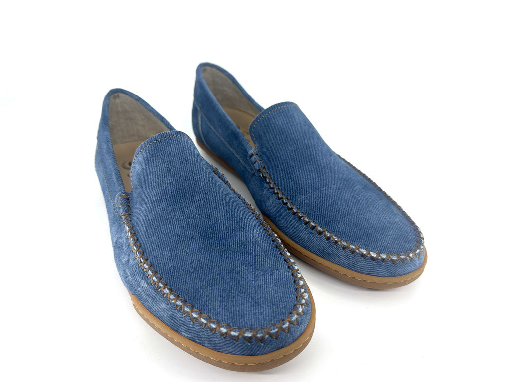Blue Denim Men's Leather Loafers
