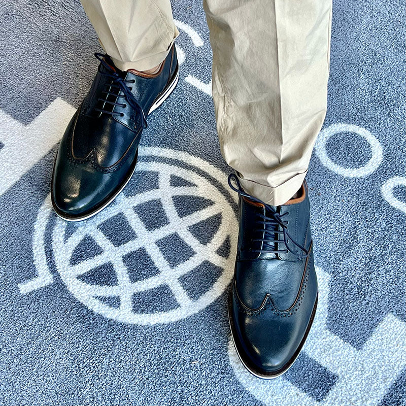 Brett Navy Men's Leather Sneakers