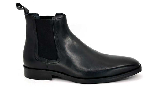 Roman Black Chelsea Leather Gusset Boots