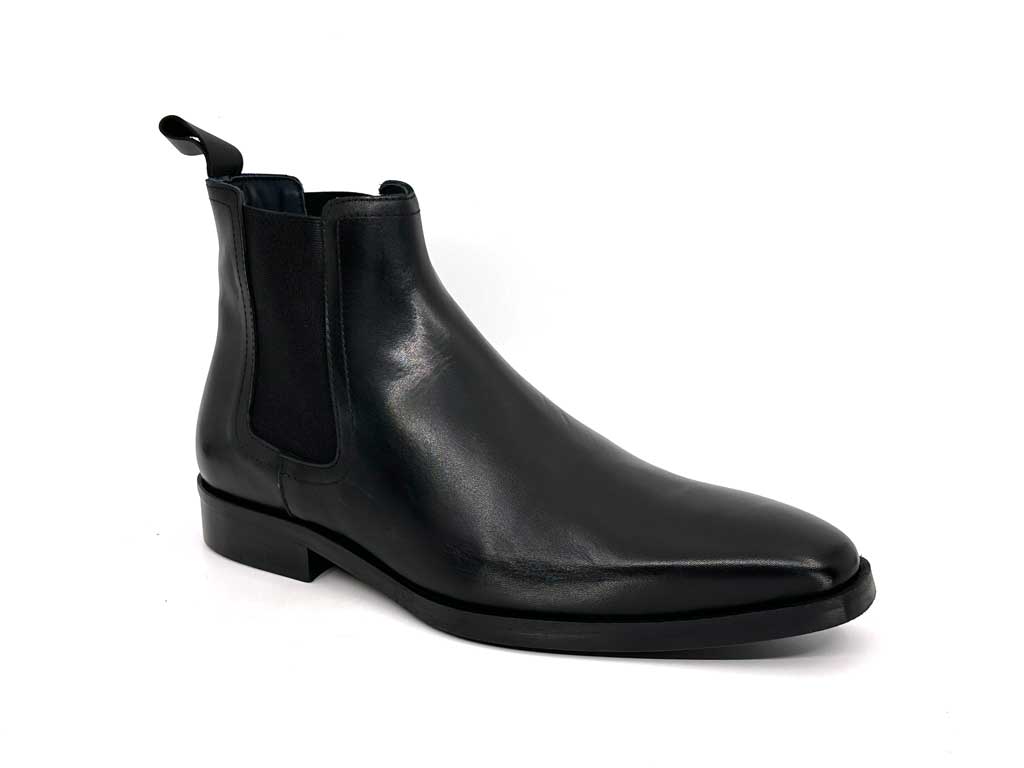 Roman Black Chelsea Leather Gusset Boots