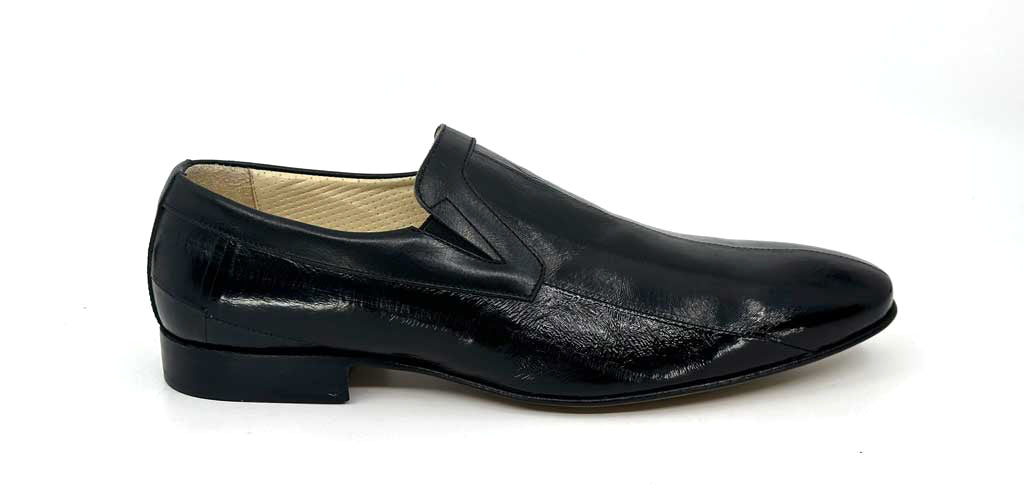 Ezra Black Men's Leather Slip-On Dress Shoes