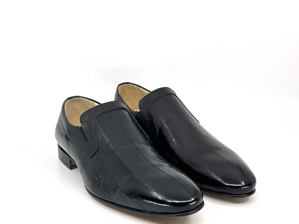 Ezra Black Men's Leather Slip-On Dress Shoes