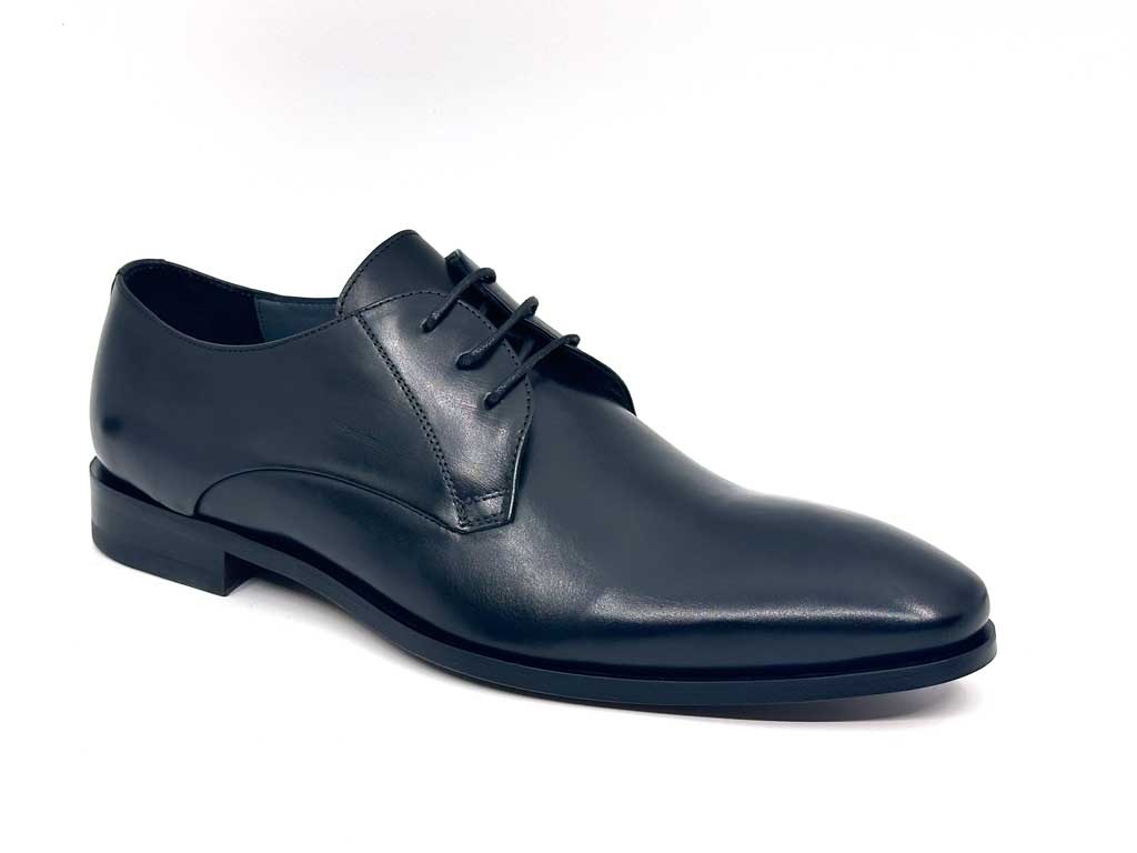 Black Men's Leather Derbies Dress Shoes