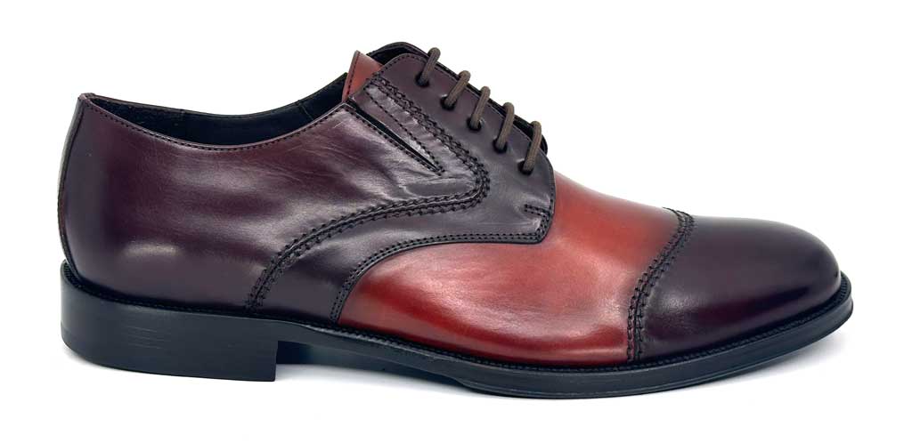 Christian Burgundy Leather Men's Derby Shoes