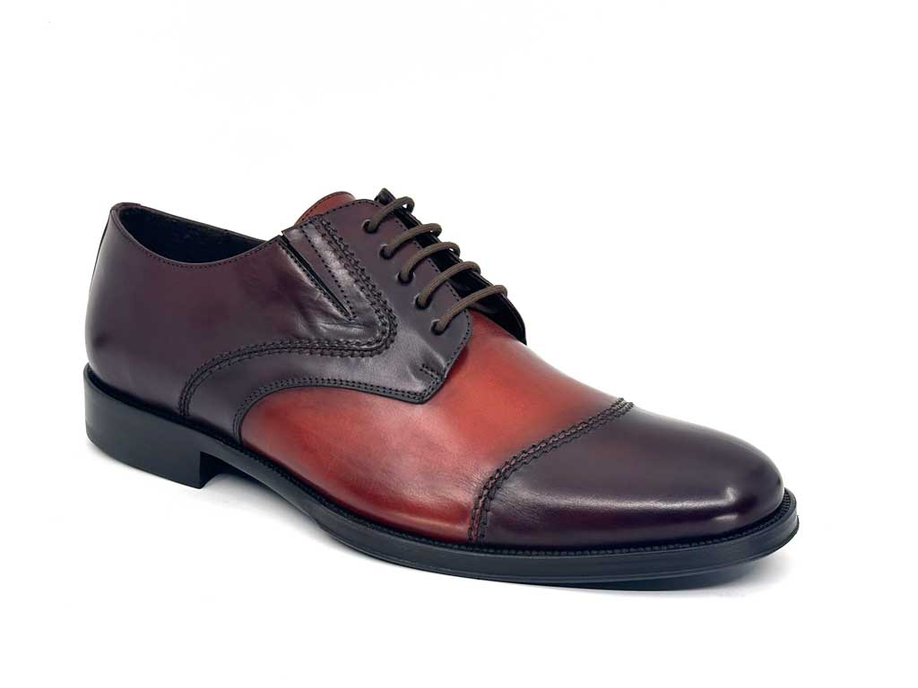 Christian Burgundy Leather Men's Derby Shoes
