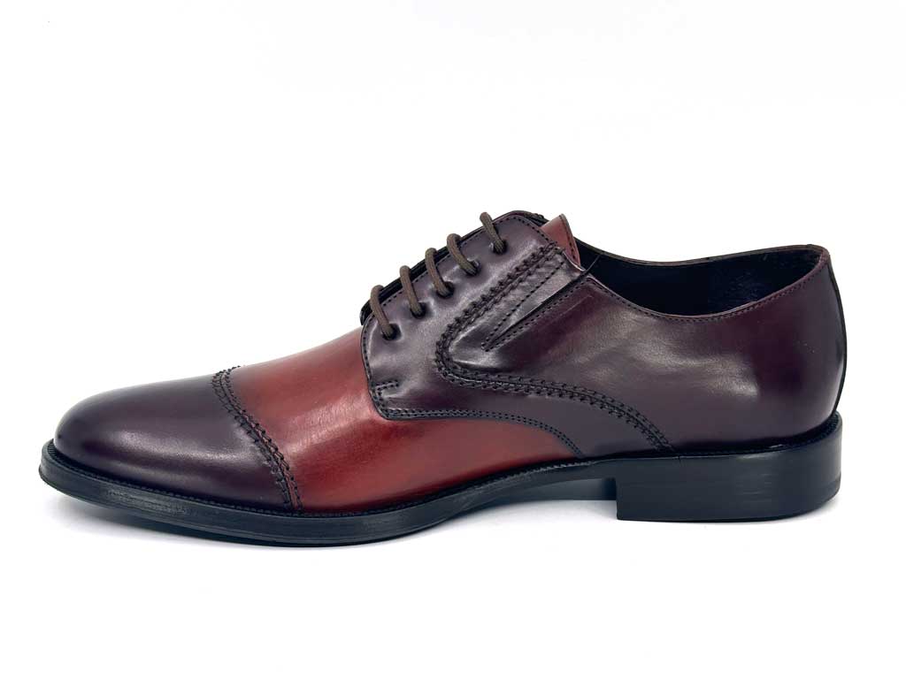 Christian Burgundy Leather Men's Derby Shoes