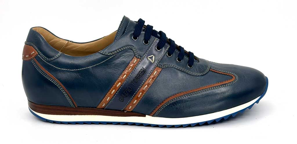 Kieran Blue Men's Leather Sneakers