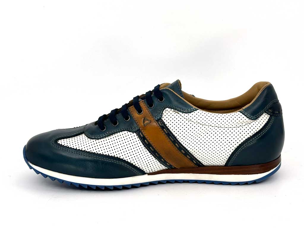 Smith White & Blue Men's Leather Sneakers
