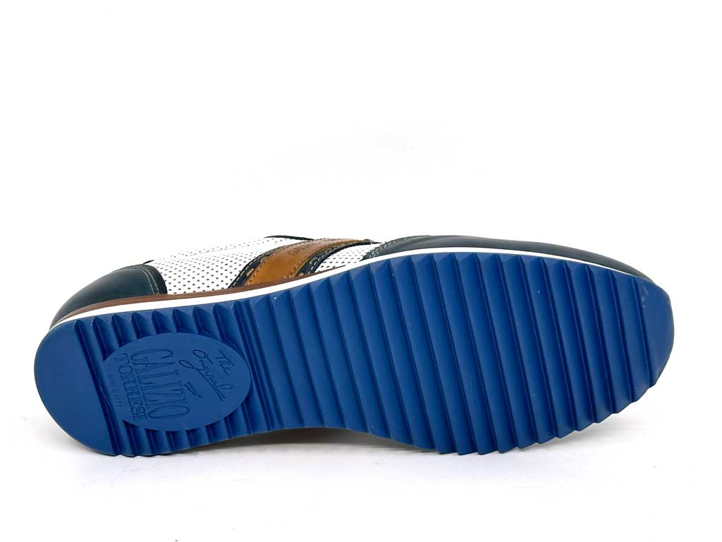 Smith White & Blue Men's Leather Sneakers