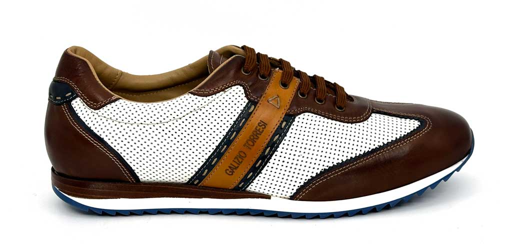 Smith White & Tan Men's Leather Sneakers