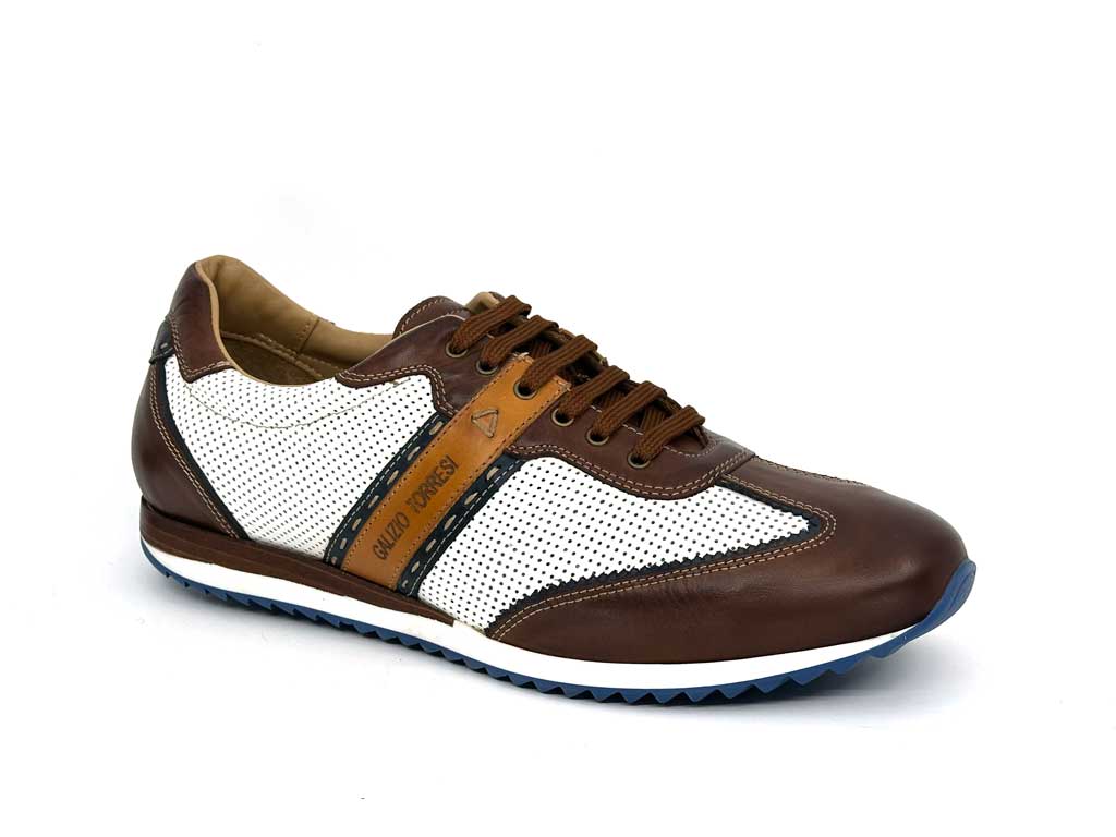 Smith White & Tan Men's Leather Sneakers