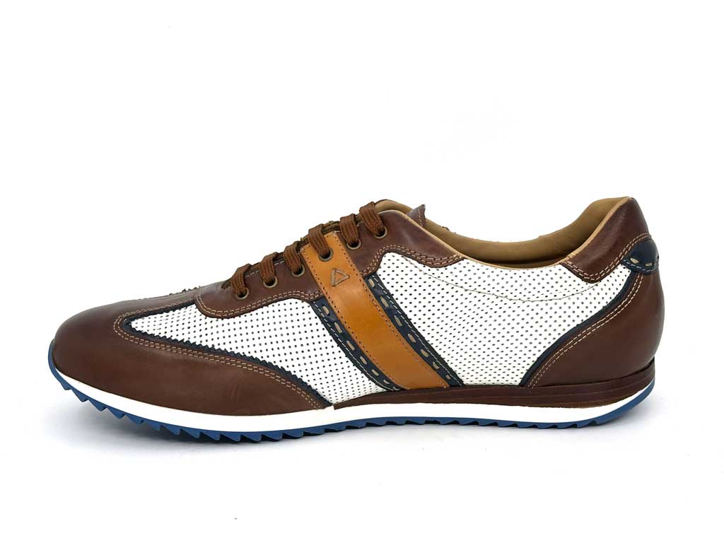 Smith White & Tan Men's Leather Sneakers