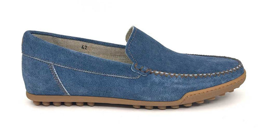 Blue Denim Men's Leather Loafers