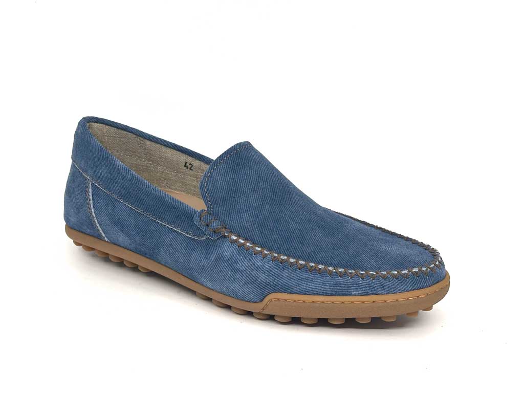 Blue Denim Men's Leather Loafers