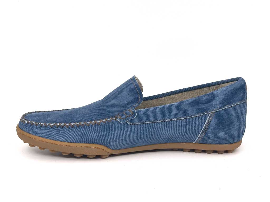 Blue Denim Men's Leather Loafers