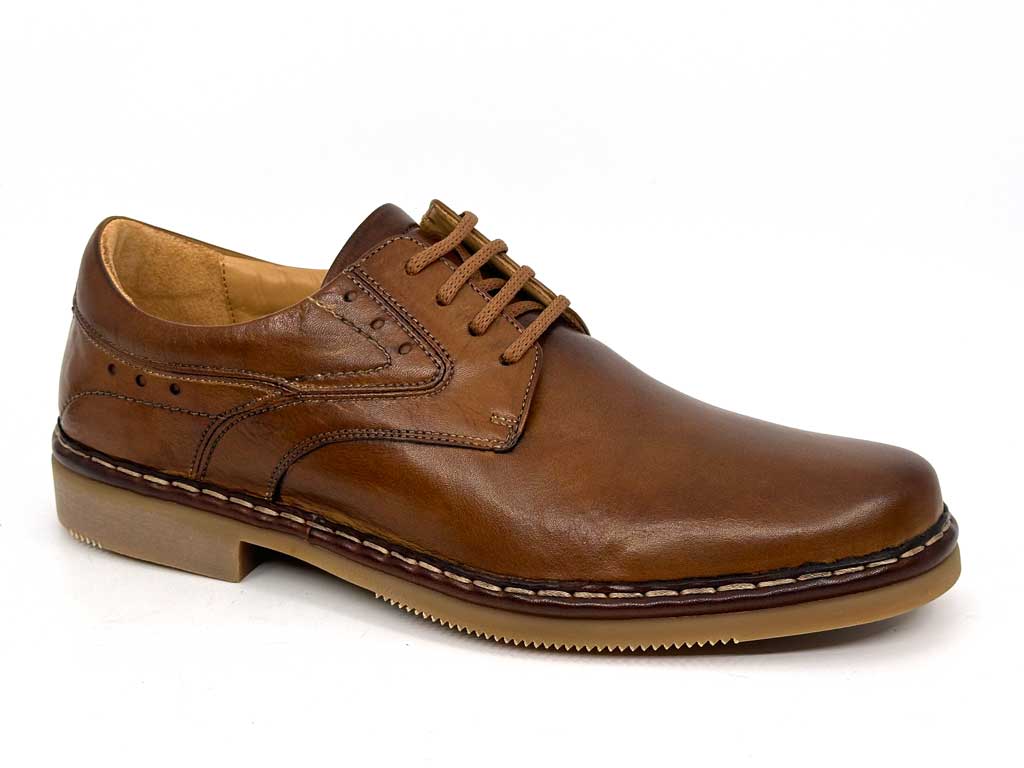 Enzo Brown Men's Leather Lace-Up Shoes