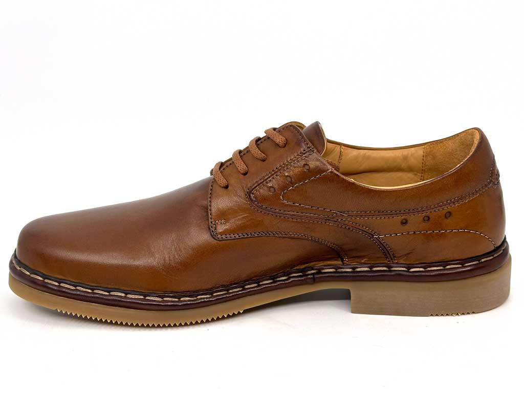 Enzo Brown Men's Leather Lace-Up Shoes