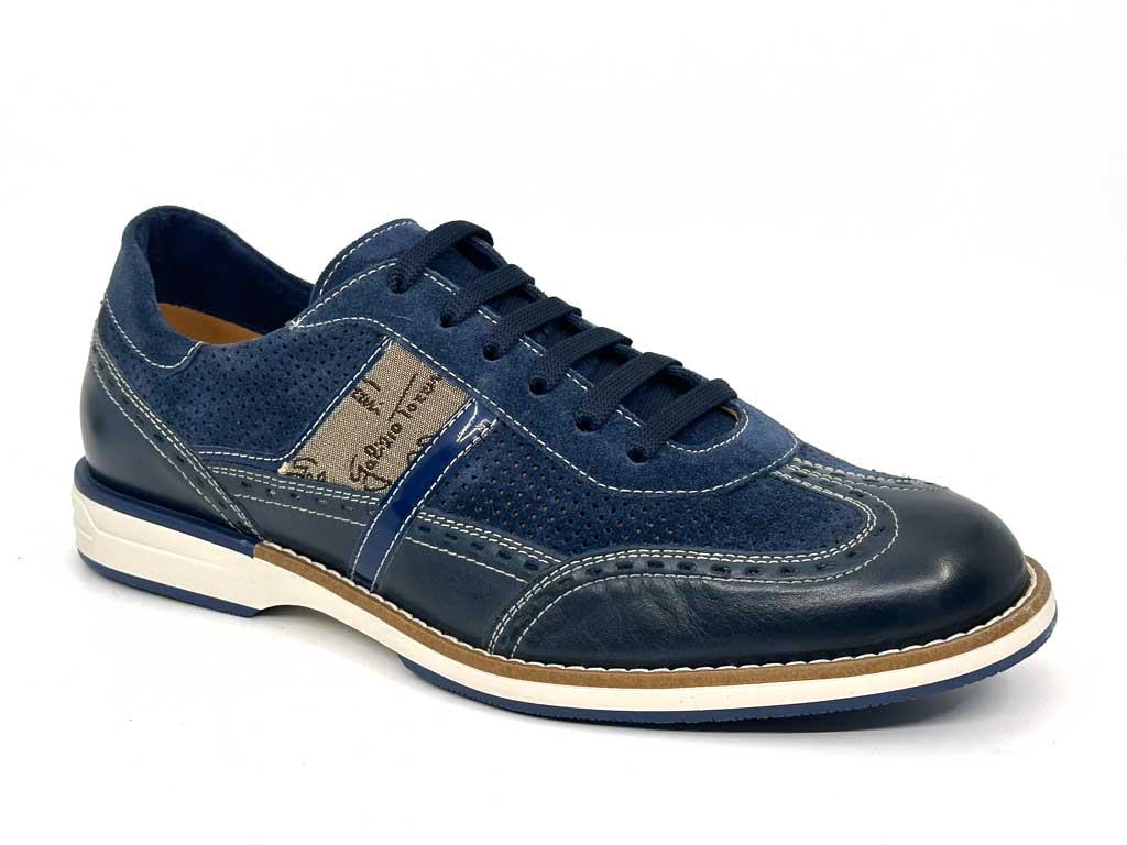 Marco Navy Blue Men's Leather Sneakers