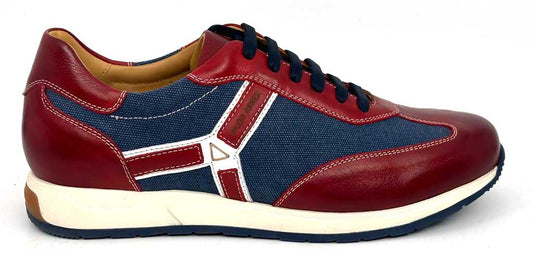 Matteo Burgandy & Denim Italian Sneakers