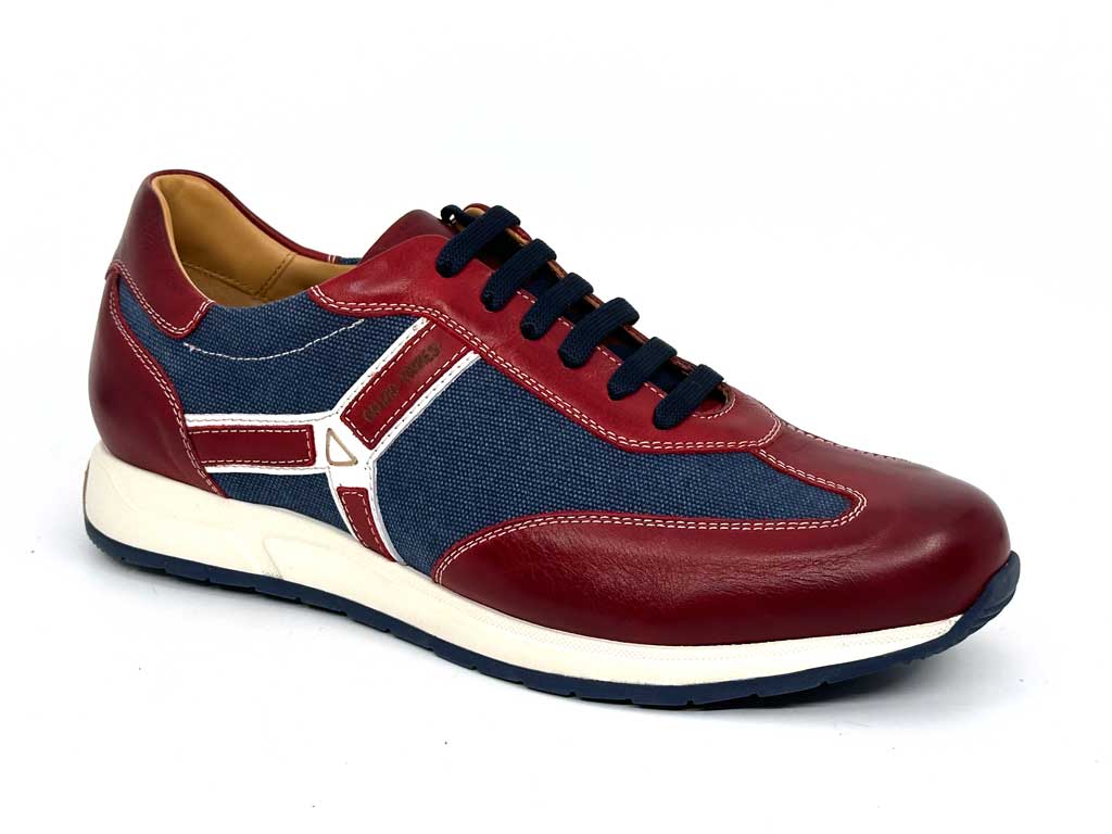 Matteo Burgandy & Denim Italian Sneakers