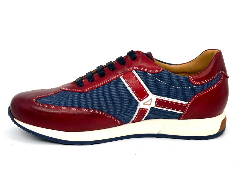 Matteo Burgandy & Denim Italian Sneakers