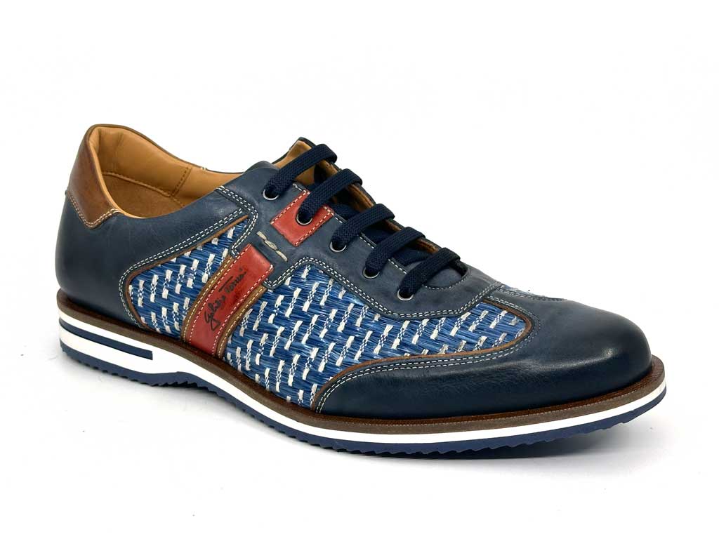 Luka Navy Blue Men's Leather Sneakers