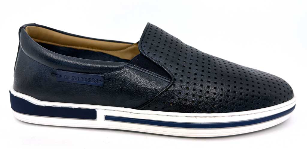 Ken Navy Perforated Slip-On Shoes