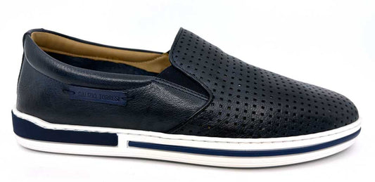 Ken Navy Perforated Slip-On Shoes