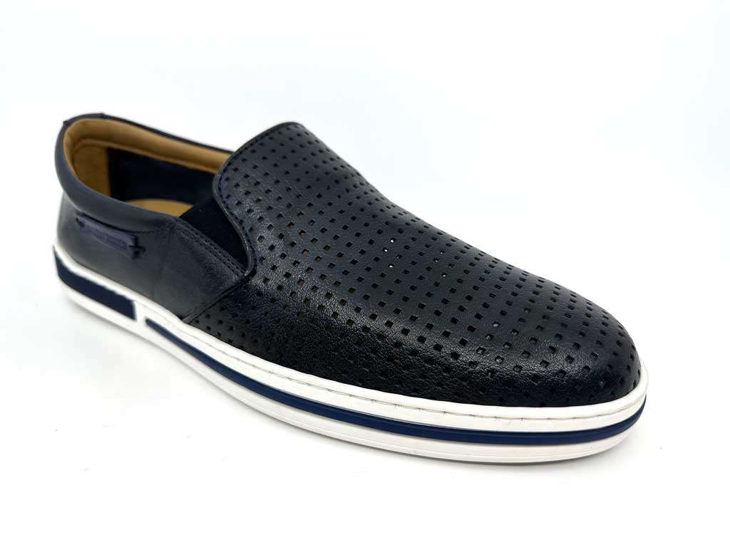 Ken Navy Perforated Slip-On Shoes