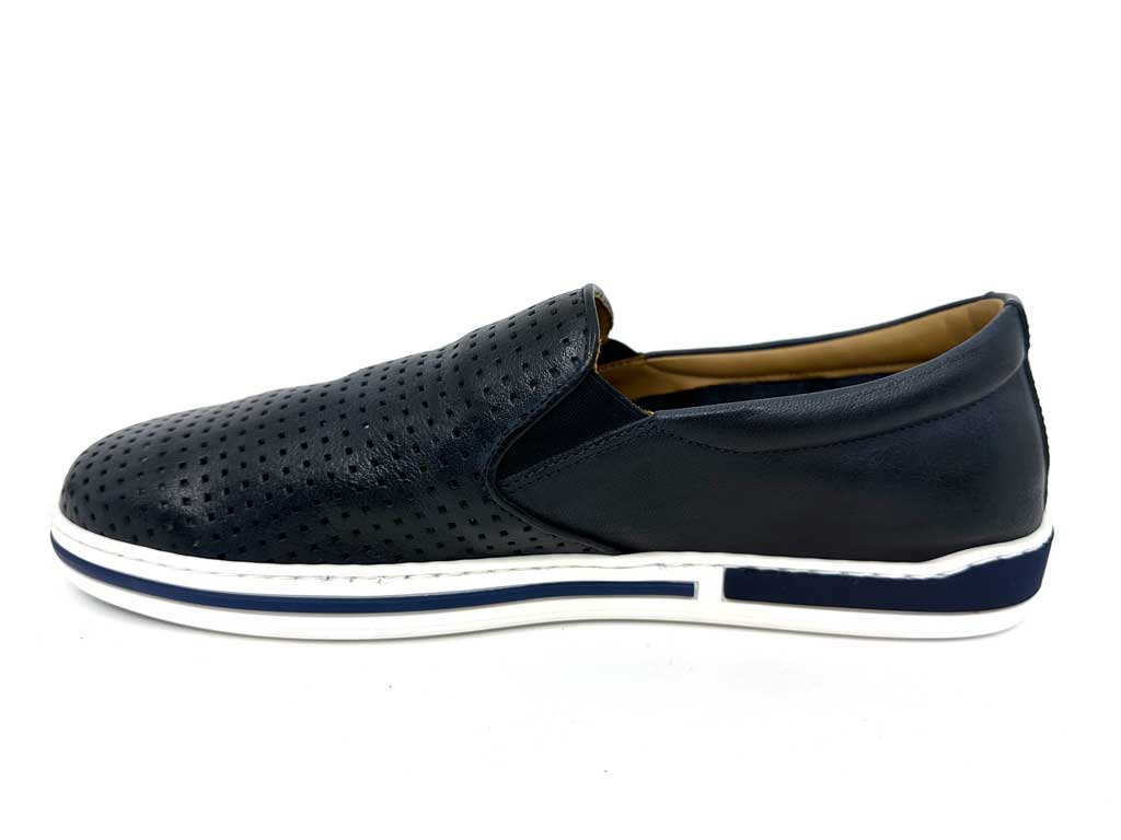 Ken Navy Perforated Slip-On Shoes