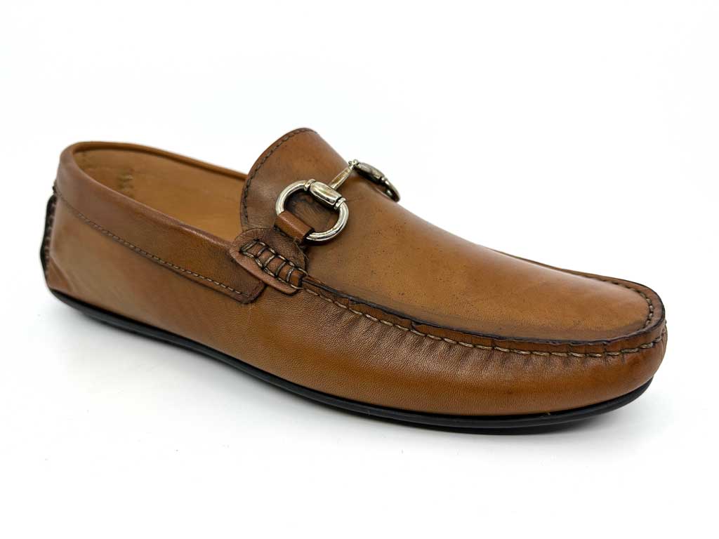 Luka Light Brown Men's Horsebit Driving Shoes