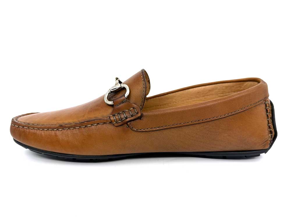 Luka Light Brown Men's Horsebit Driving Shoes