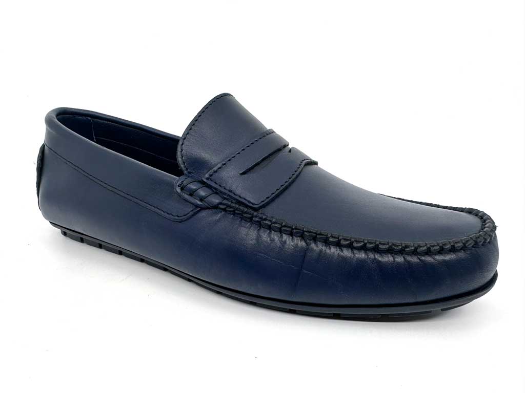 Sebastian Navy Men's Leather Penny Driving Shoes