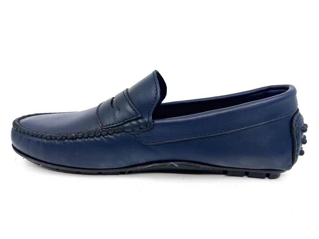 Sebastian Navy Men's Leather Penny Driving Shoes