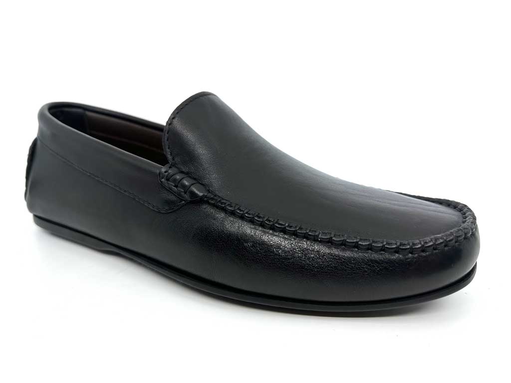 Finn Black Leather Men's Driving Shoes