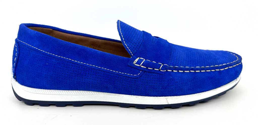 Electric Blue Suede Men's Loafers